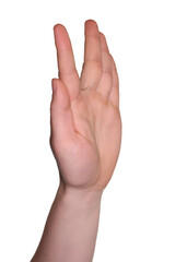 Obraz premium hand fingers spread between index and middle finger