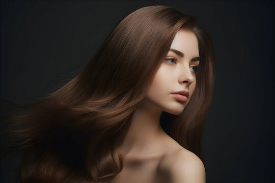 Model posiert f&uuml;r Haarprodukte-Werbung