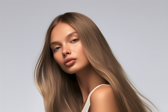Model posiert f&uuml;r Haarprodukte-Werbung