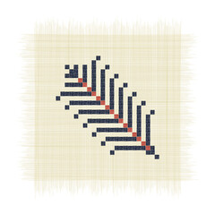 The Single Spear , Palestinian embroidery Tatreez symbol drawing over white background