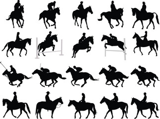 20 high quality horsemen silhouettes - vector