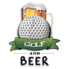 Golf ball with mug of beer