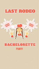 Story Template Wild West Bachelorette Party Invitation Girl with Pigtails in Cowboy Hat