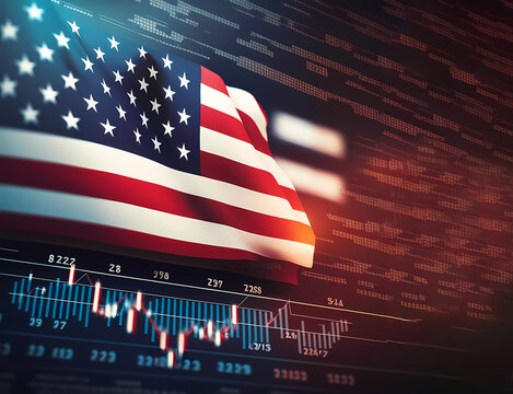 Chart on the background of the American flag. AI generated