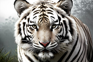 Fototapeta premium Incredibly beautiful Bengal White Tiger. Generative AI