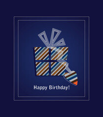 Blue happy birthday card vector illustration
