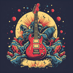 Obraz premium Guitar poster. Illustration. Ai generation.