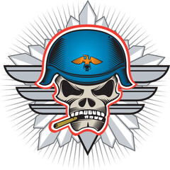 Decorative skull shield pattern design.