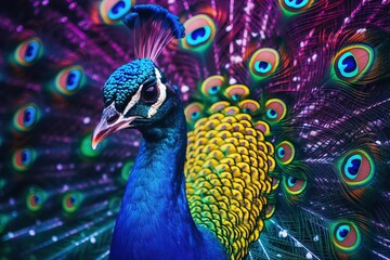 Obraz premium A peacock showing off it s colors.