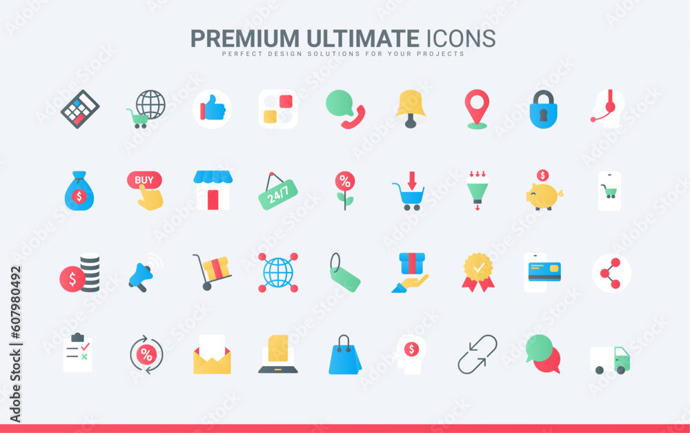 Poster online business collection with mobile apps for orders delivery and payment, customer support servic
