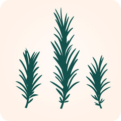 Rosemary herbs vector illustration. Green silhouette isolated on light brown background.