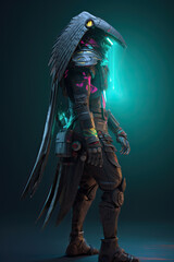 illustration of game cyberpunk character - AI Generated image.