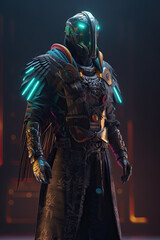 illustration of game cyberpunk character - AI Generated image.