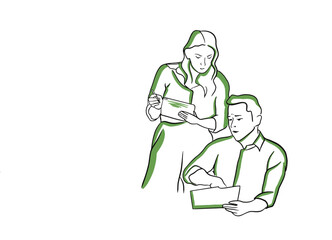 Vector illustration, employees in the office.