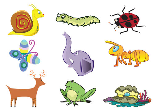 Assorted Cute Animal Concept for Children Illustration in Vector