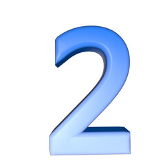 number  3D rendering isolated on white background, with shadow