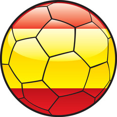 Fototapeta premium fully editable illustration flag of Spain on soccer ball