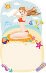 Obraz premium vector illustration of a beach card