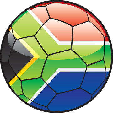 fully editable illustration flag of  South Africa on soccer ball