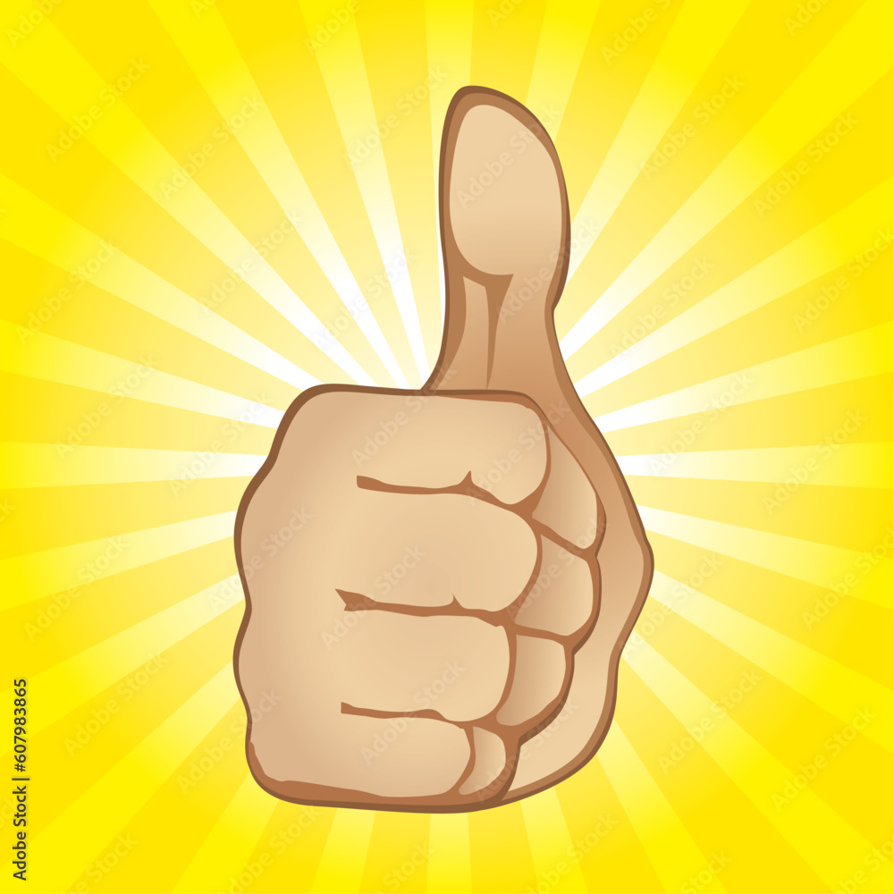 Poster thumb up gesture (editable vector or jpeg image)