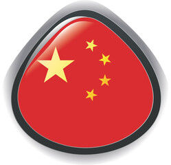 CHINA, shiny button flag vector illustration