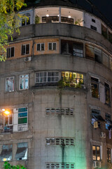 facades of old south east asian apartment in Viet Nam