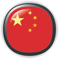 CHINA, shiny button flag vector illustration