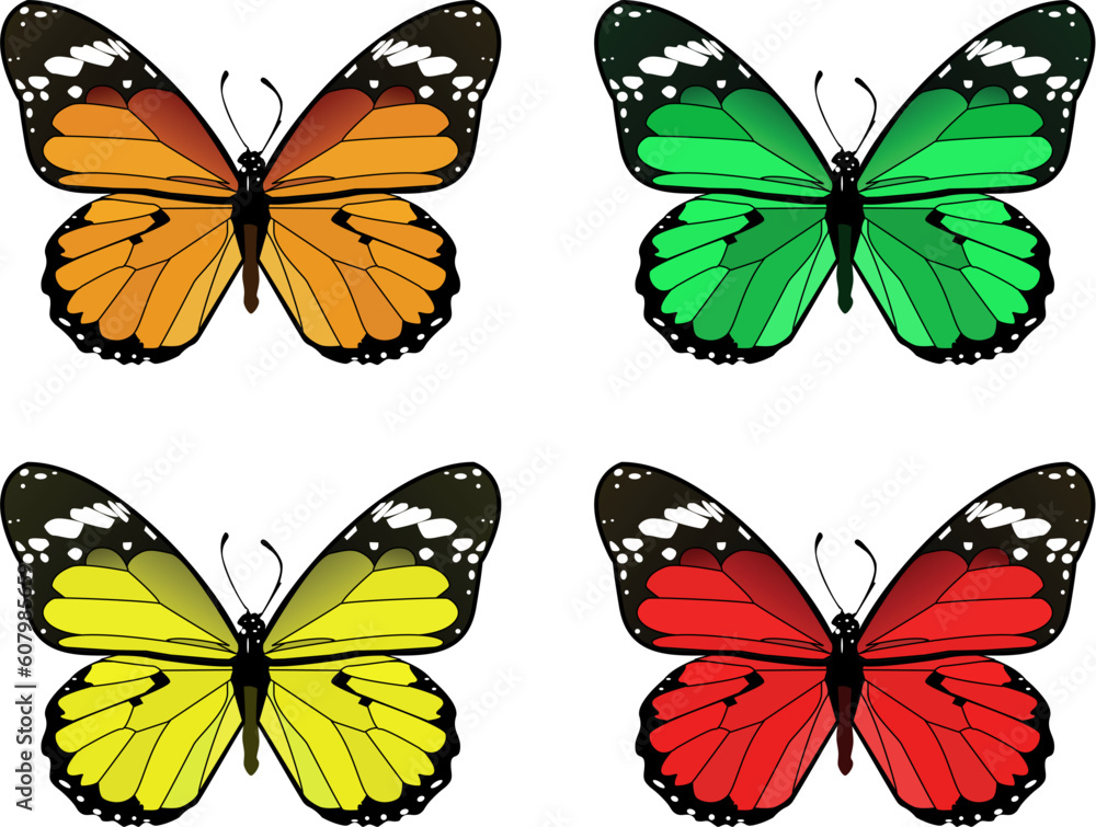 Sticker Set of vector butterflies