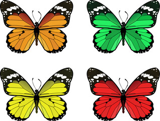 Set of vector butterflies