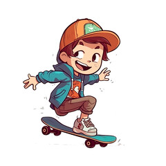 Chico cartoon patinando