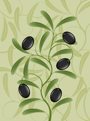 Obraz na płótnie Canvas Floral background with an olive branch . Vector illustration.