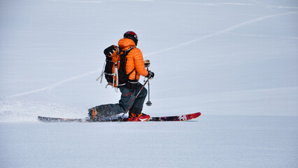 Colorful telemark skiing