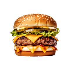 Cheese burger, double cheese, vegetable, meat, suitable for advertising banners or menus, advertisements, created by Ai 