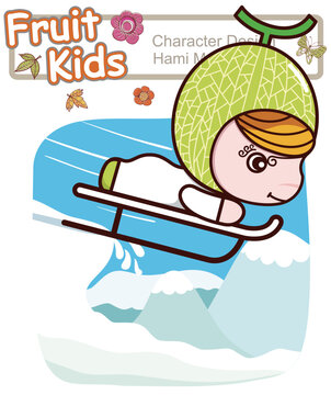 Active kid skiing in winter.