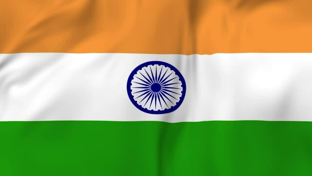 Arising map of India and waving flag of India in background. 4k video.