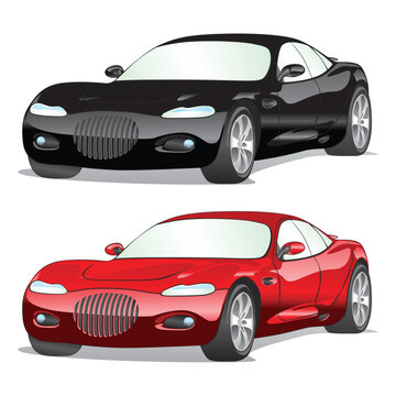 vector editable isolated cars with details