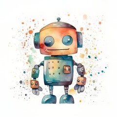 cute android robot with Generative AI technology