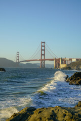 View of the Golden Gate Bridge from Baker Beach in San Francisco, CA