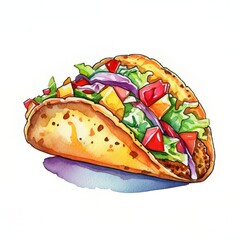 watercolor traditional mexican taco with Generative AI technology