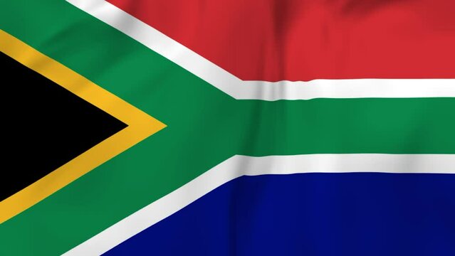 Arising map of South Africa and waving flag of South Africa in background. 4k video.