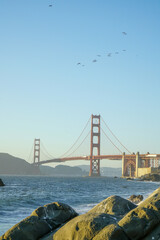 Shot of the Golden Gate Bridge, suspension bridge in San Francisco, California