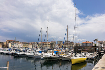 Old Port (Vieux-Port de Marseille) with several boats moored in the marina of Marseille. MARSEILLE, FRANCE. May 29, 2023.