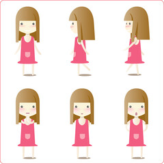 cute girl character pattern design.