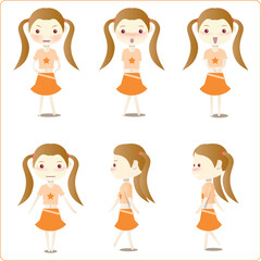 cute girl character pattern design.