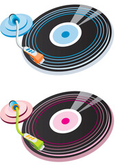 two color disk player pattern design.