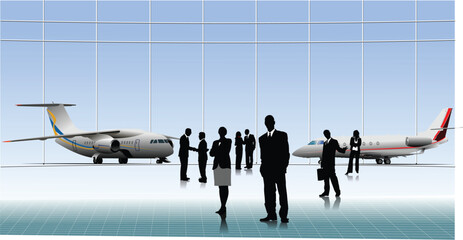 Airport scene . Vector illustration for designers