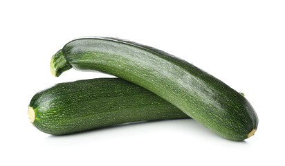 Fresh green zucchini on white background