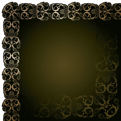 Brown background with gold flowers and leaves