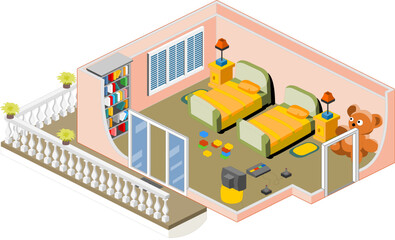 Furniture and objects generally used in a children room