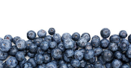 Ripe fresh blueberry on white background